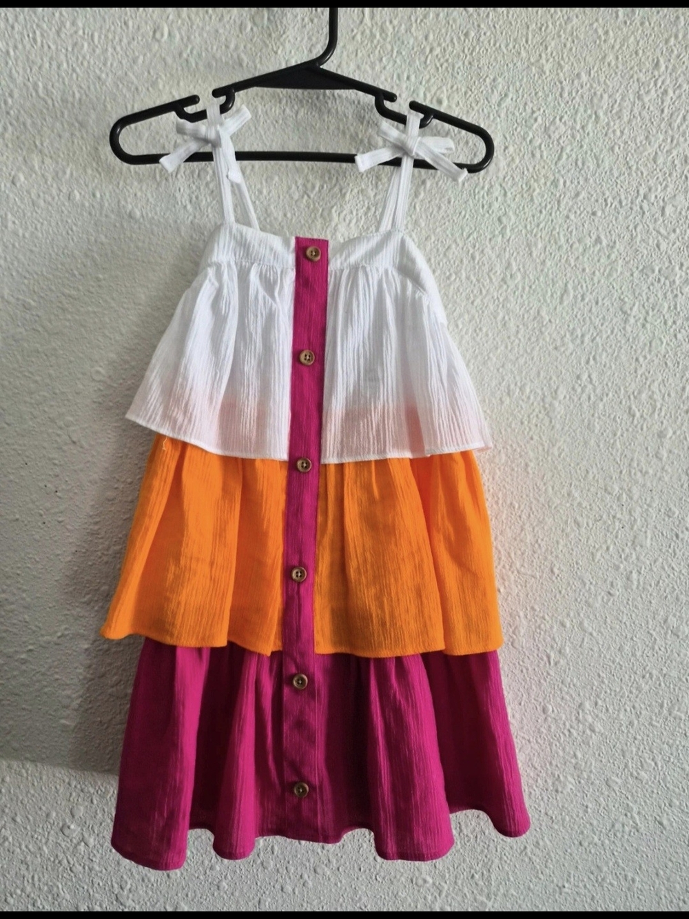 Good Lad White, Orange & Pink Tiered Sundress